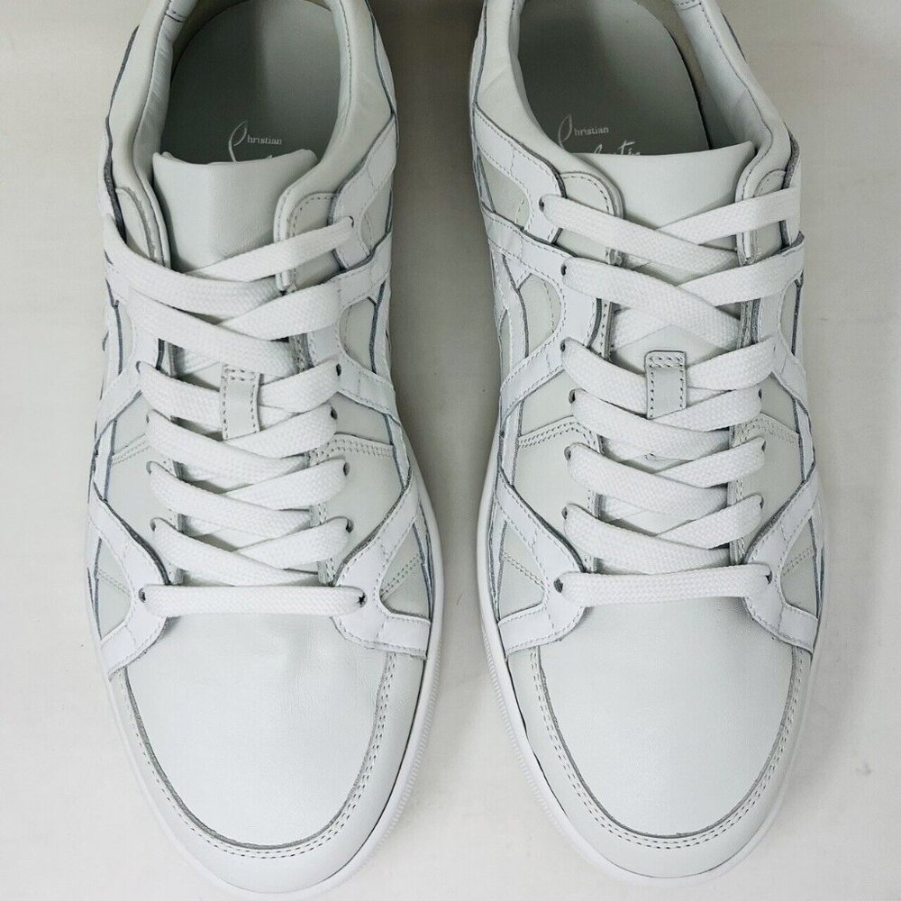 CHRISTIAN LOUBOUTIN MENS WHITE SNEAKERS 2002SL LOW FLAT 42 US 9 Excellent Cond